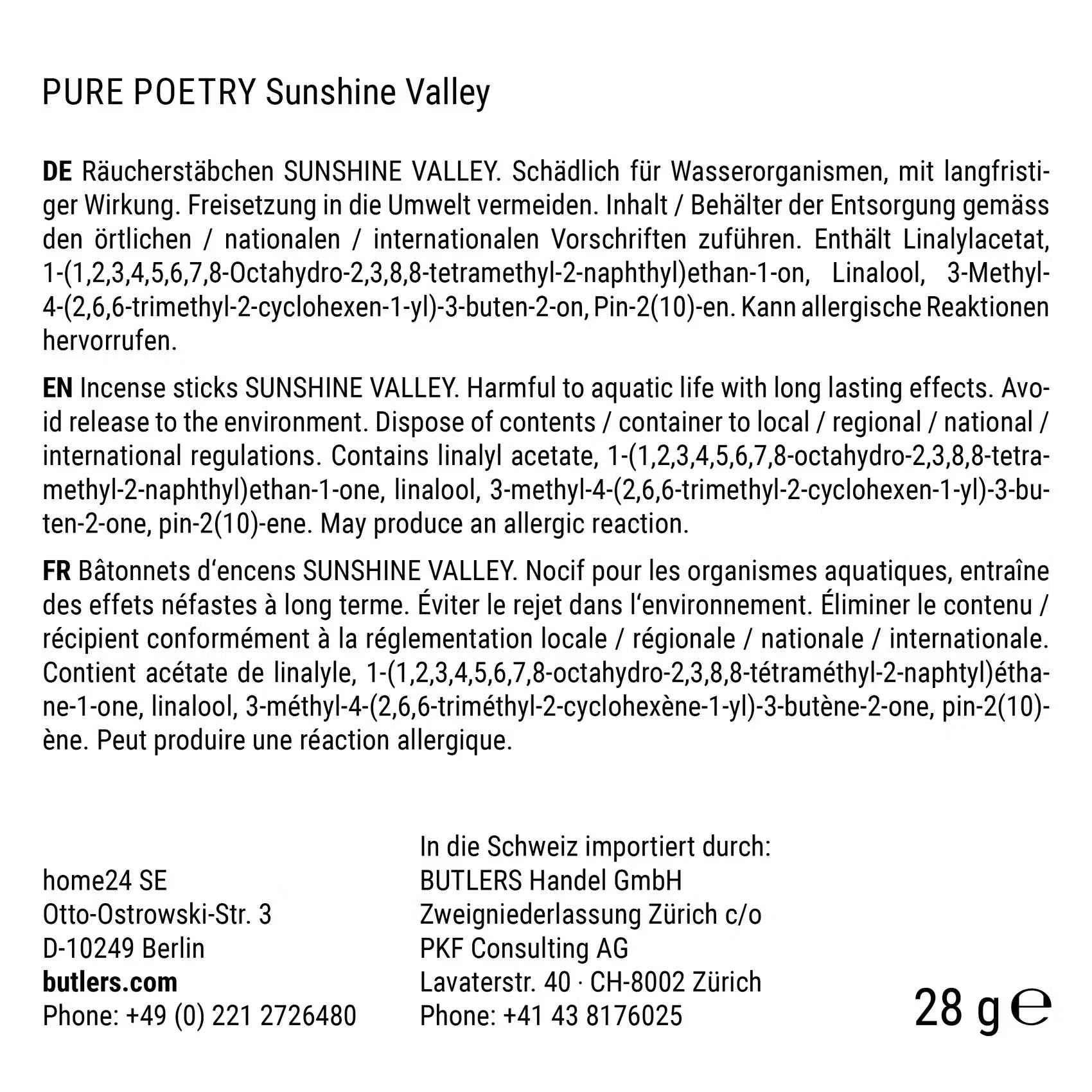 PURE POETRY Räucherstäbchen Sunshine Valley