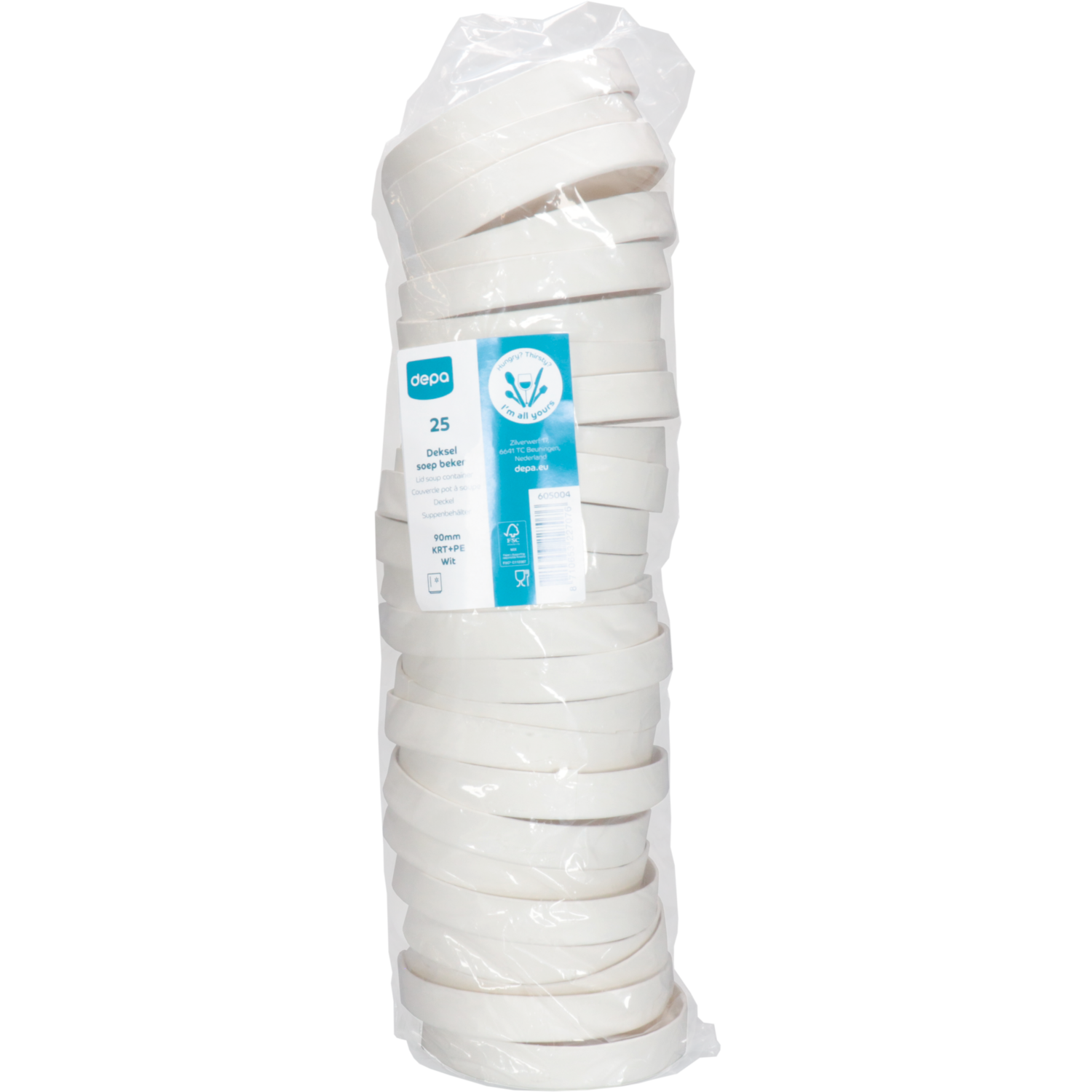 Depa Deksel, soepbeker, Karton + PE, rond, Ø90mm, wit