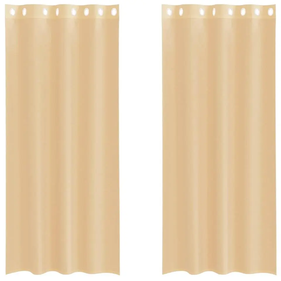 vidaXL Gordijnen van voile met ringen - Zand - 140x245 cm - Stof - 2 Stuks