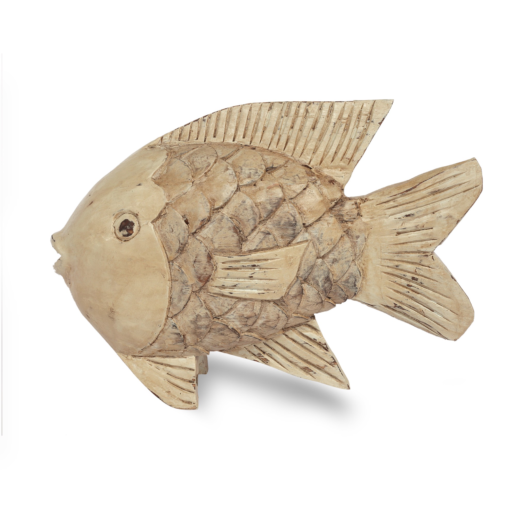 Holz-Skulptur 'Fisch', B 39 cm, H 27 cm, T 15 cm von fischer's lagerhaus