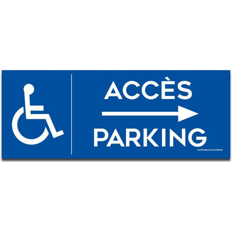 Panneau Accès parking fléché avec picto PMR