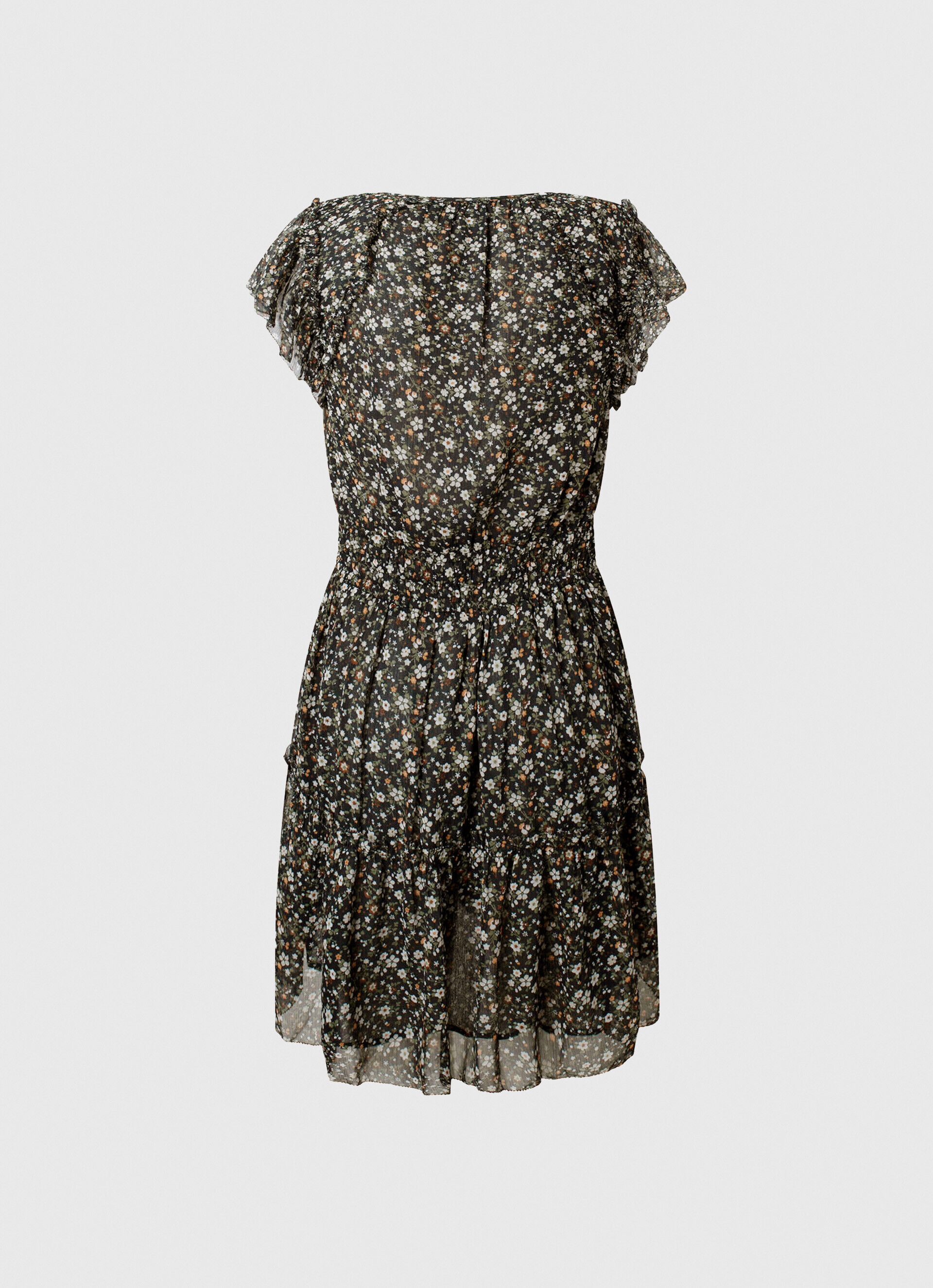 VESTIDO FLORAL DE CHIFFON - multicolorido