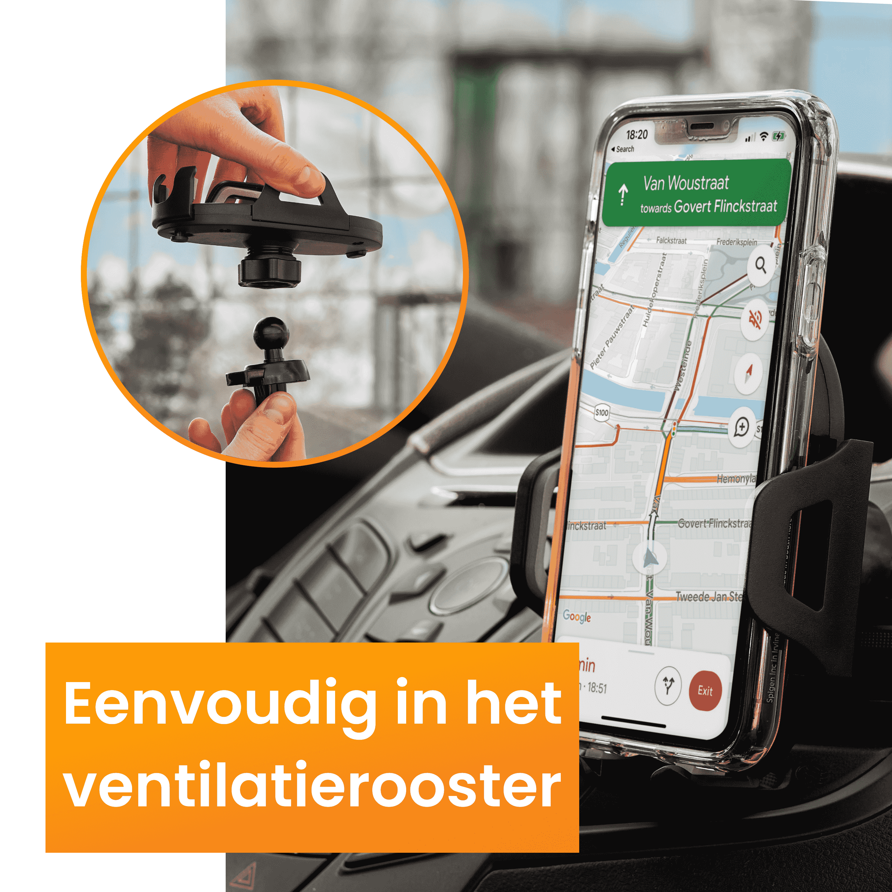 R2B  Zuignap + Ventilatie Auto telefoonhouder