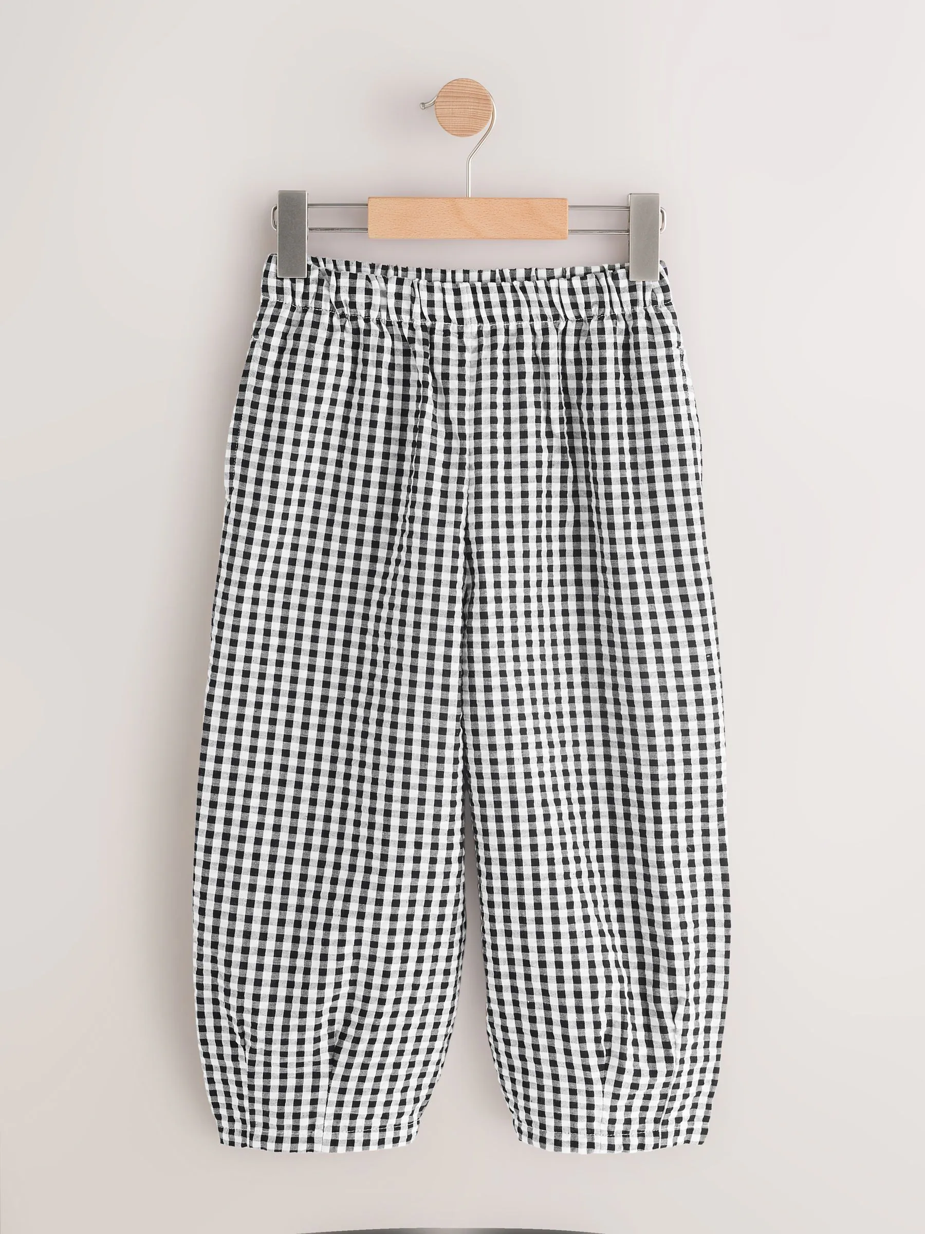 Zwarte/witte gingham-ruit - Pull-on barrelbroek (3-16jr)