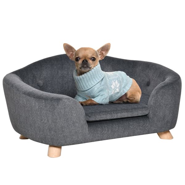 Pet Sofa Hundematte Hundeseng Hundesofa Hundesofa Kattesofa Med Pute Rygglomme Plysjskum Furu 70 X 47 X 30 Cm