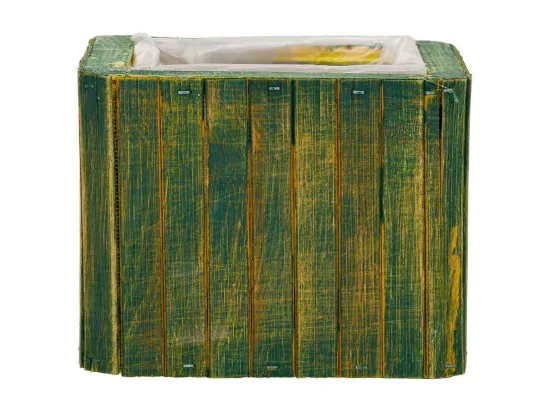 Panier carré en bois vert 14.5x14.5x11h