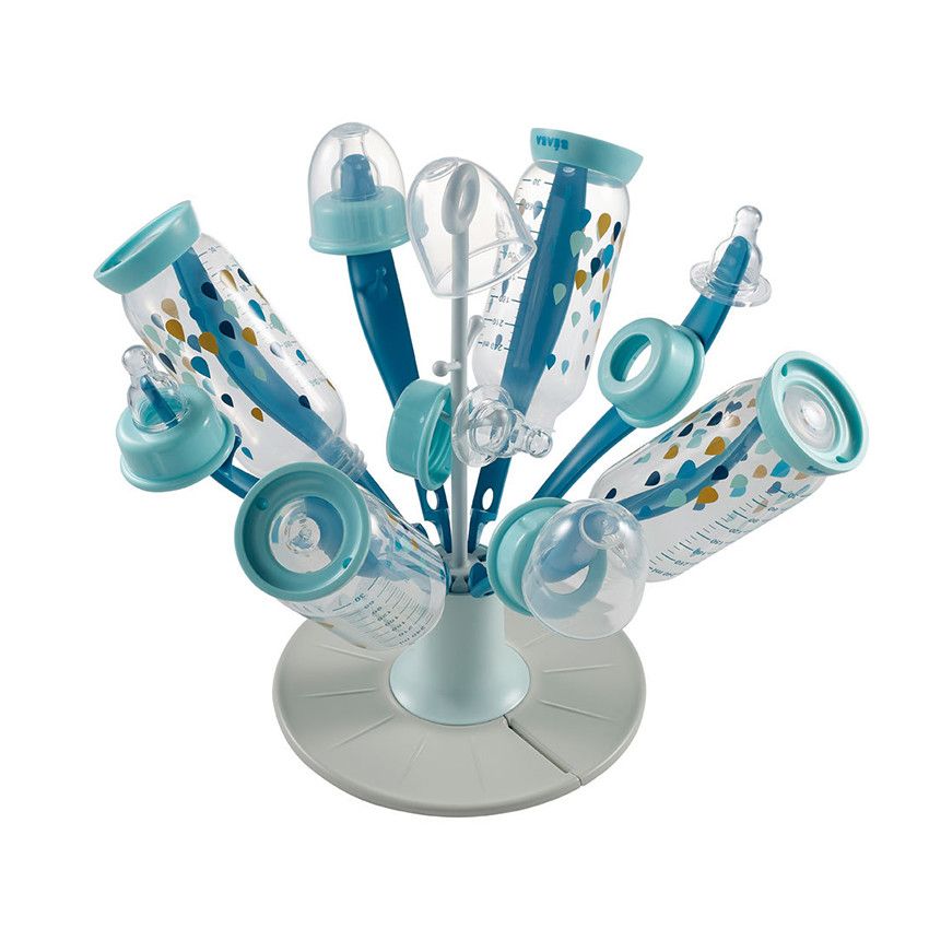 Egoutte-biberons pliable Flower - Bleu - Doré