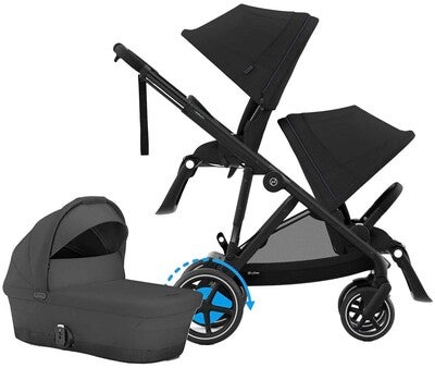 Cybex e-Gazelle S Søskenvogn inkl. Liggedel, Moon Black/Black