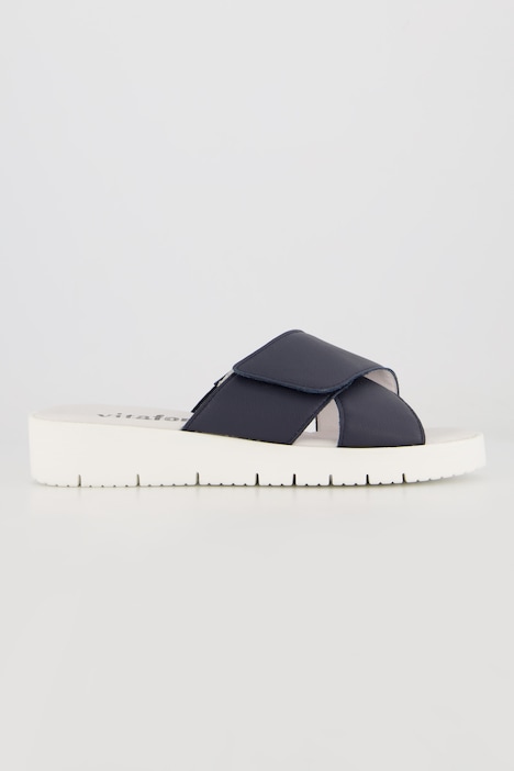 Vitaform Leder-Pantoletten, Klettriegel, Weite H