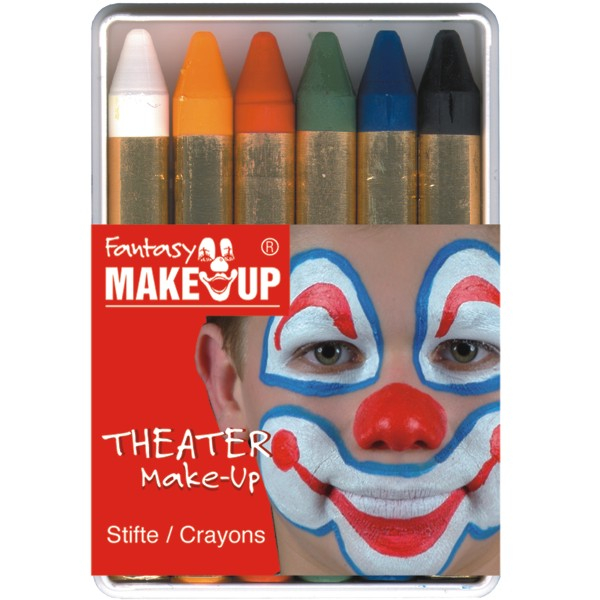 (6er Set) Schminkstifte Make Up Kreide Fasnachts Kostüm Zubehör Motto Party Gesichts Schminkfarben Halloween Requisite - Bunt