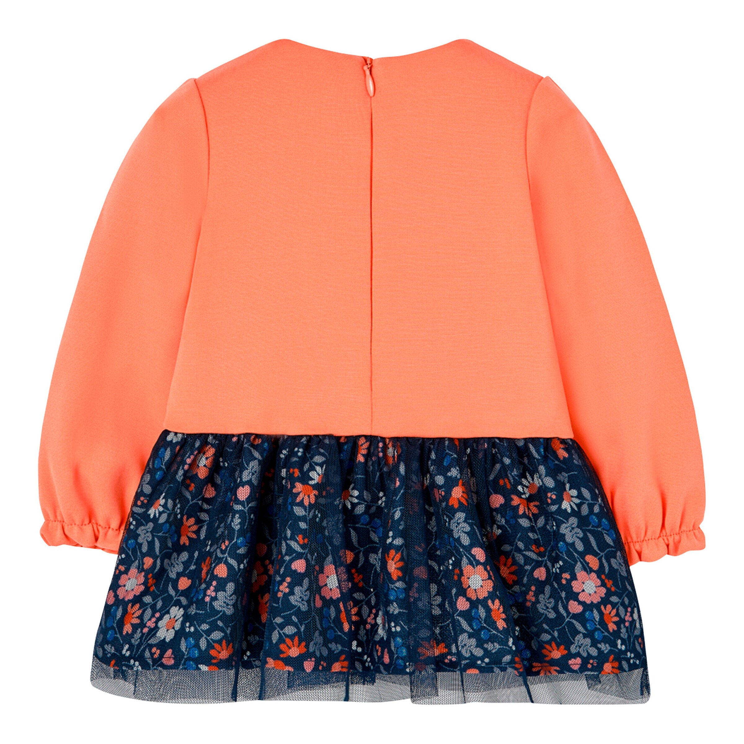 BOBOLI Kleid langarm Pailletten-Schmetterling Blumen blau/orange