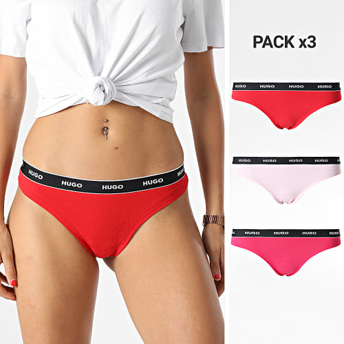 Lot De 3 Strings Femme 50480150 Rouge Rose