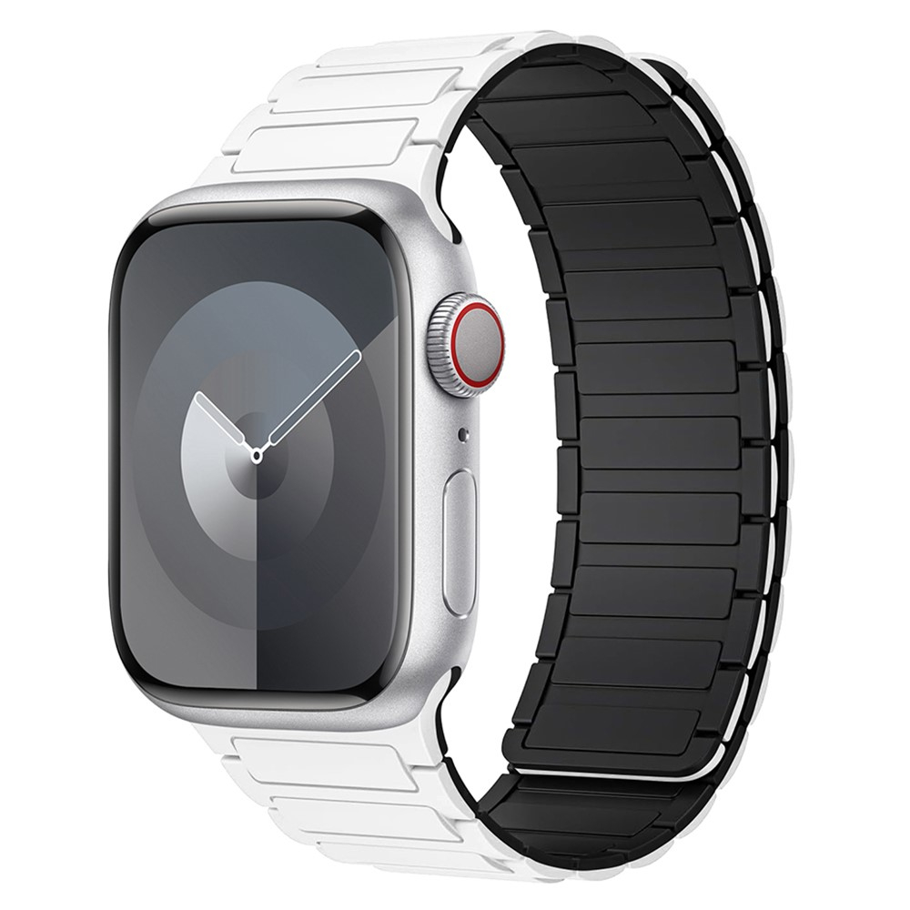 Apple Watch (42/41/40/38 mm) Silikon Glieder Armband mit Magnetverschluss (Gelenkumfang: 180-250mm) - Weiss / Schwarz