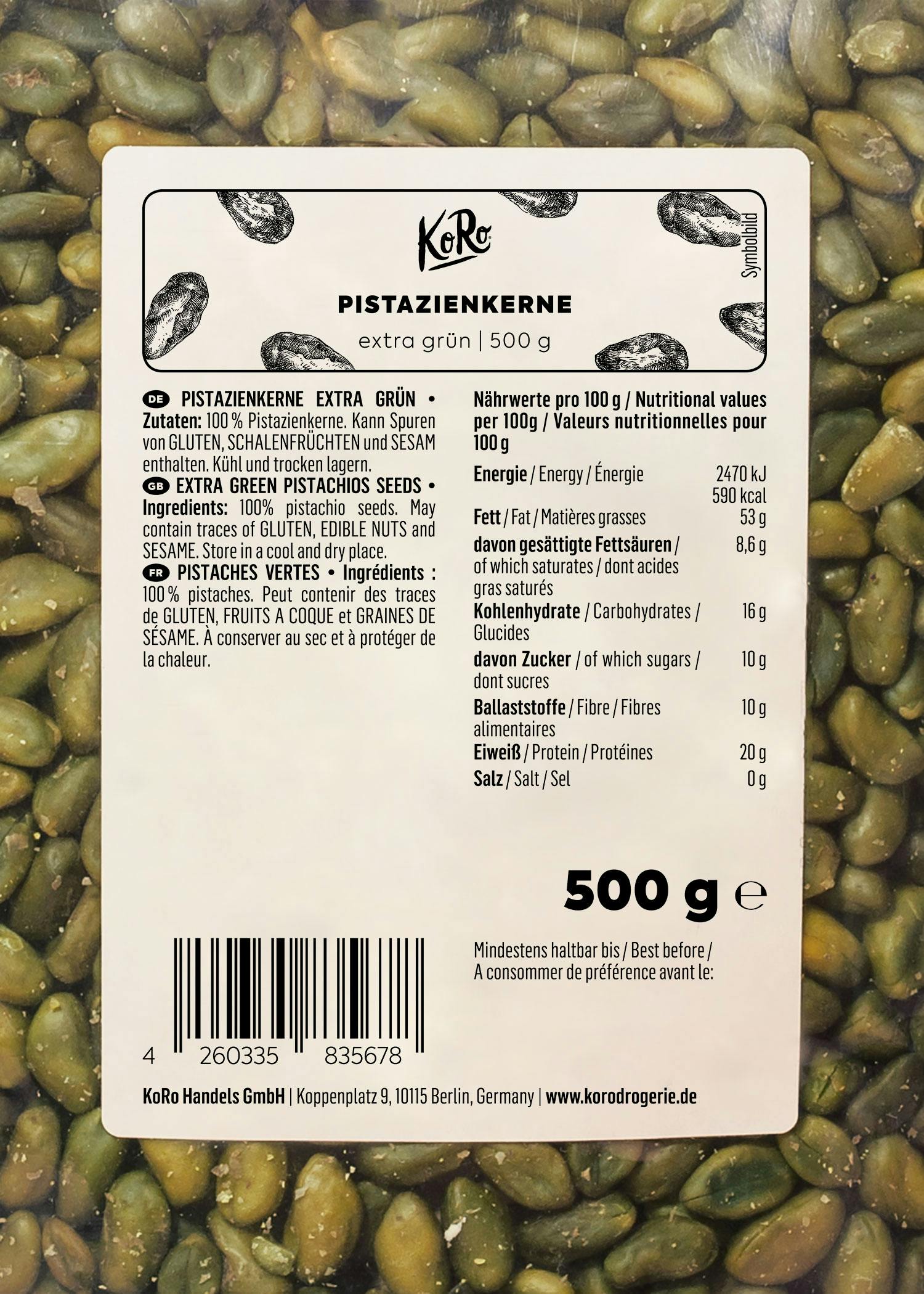 Extra grüne Pistazienkerne 500 g