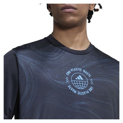 Maillot manches courtes adidas running D4R Noir Bleu Homme