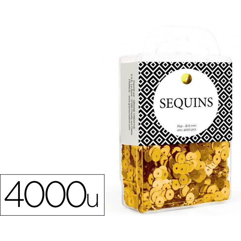 Sequin plat graine creative diam 6 mm boite brochable de  4000u coloris or