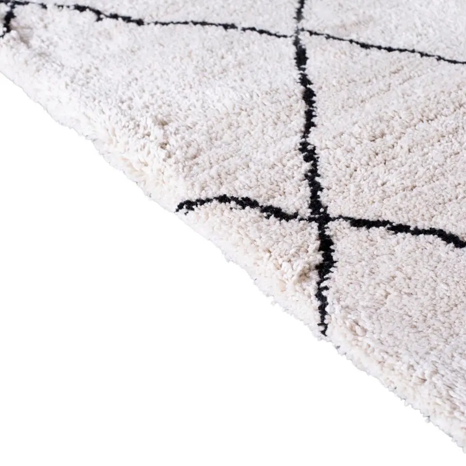 Vloerkleed Troy Wit/Zwart Geruit 200x300cm
