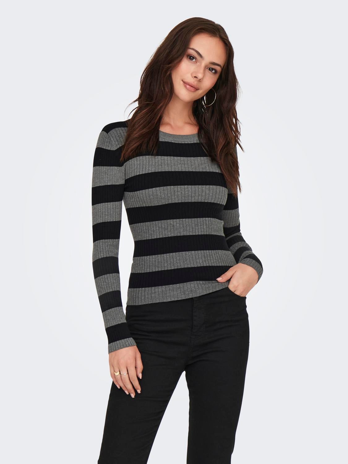 JDYPLUM Strickpullover Dark Grey Melange