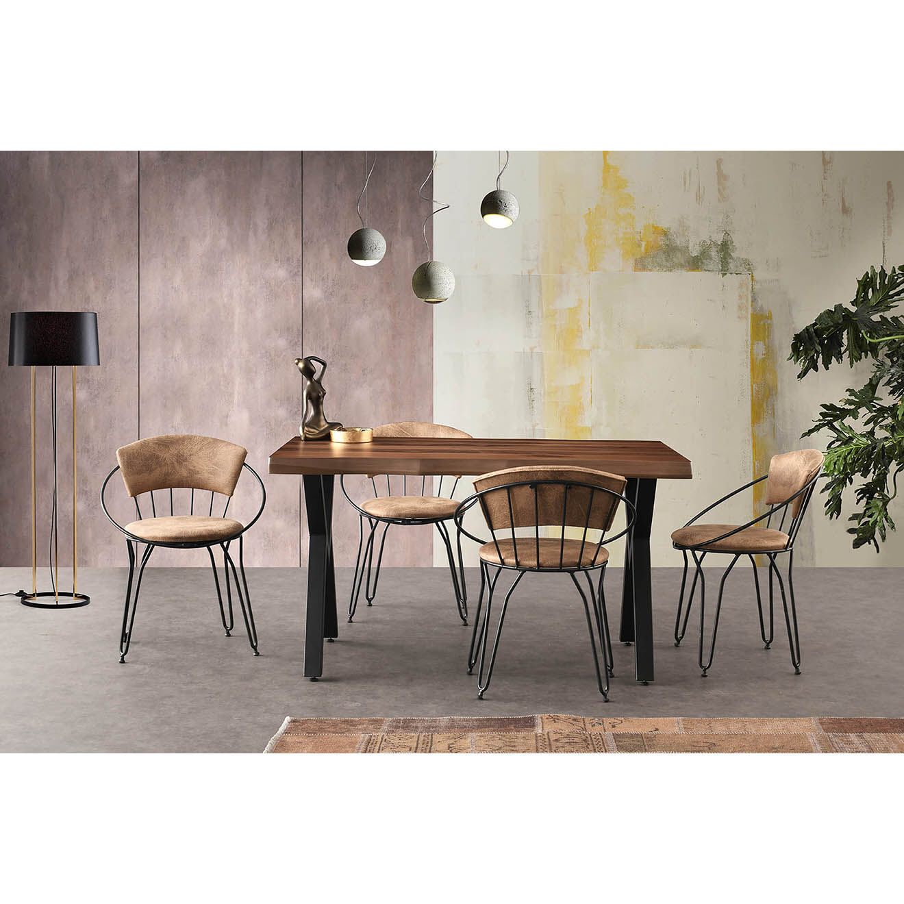 Wooden Art 2 chaises istanbul 965 noir/beige - 60x76.5x50 cm