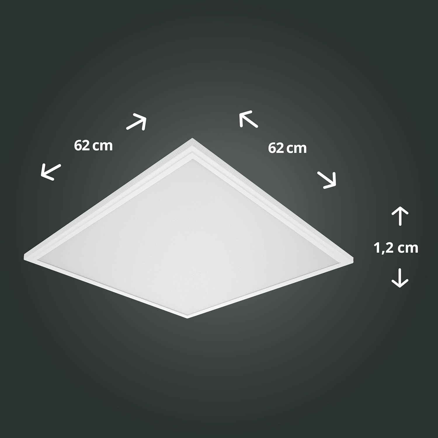 LED Panel 62x62cm 2800-6500K 4200lm RGB+CCT Farbsteuerung & dimmbar über Fernbedienung Einbau Rasterleuchte Einlegeleuchte Deckenleuchte Odenwalddecke OWA 620x620x12mm