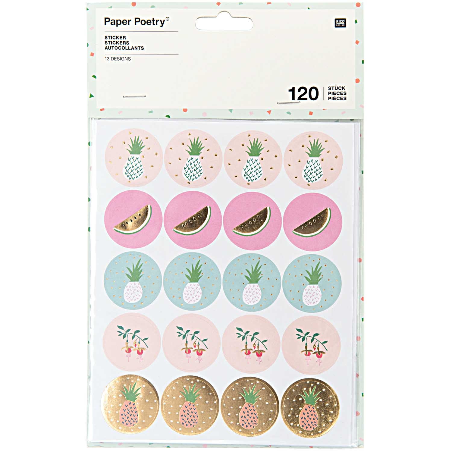 Sticker TROPICAL SPRING – ANANAS 120-teilig in bunt