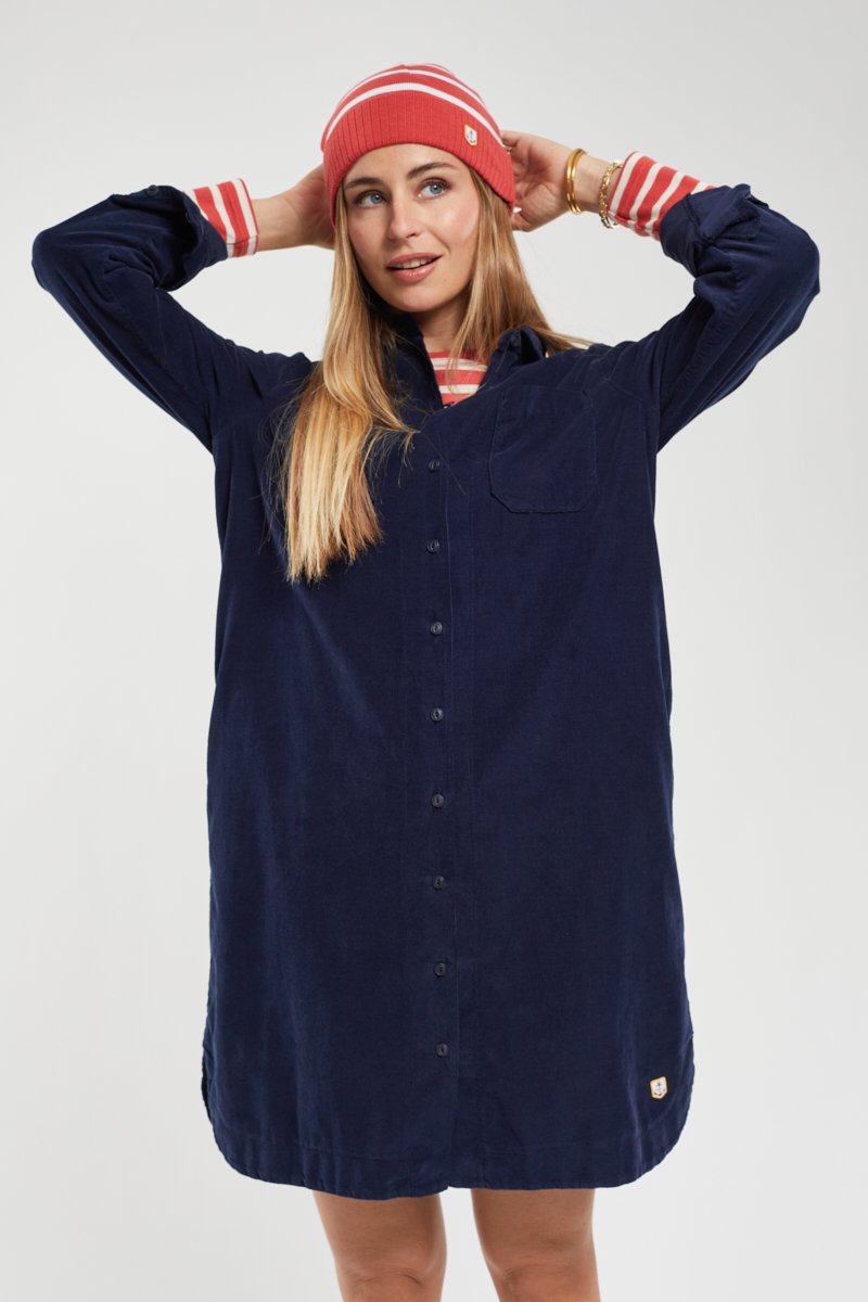 Robe chemise en velours - coton