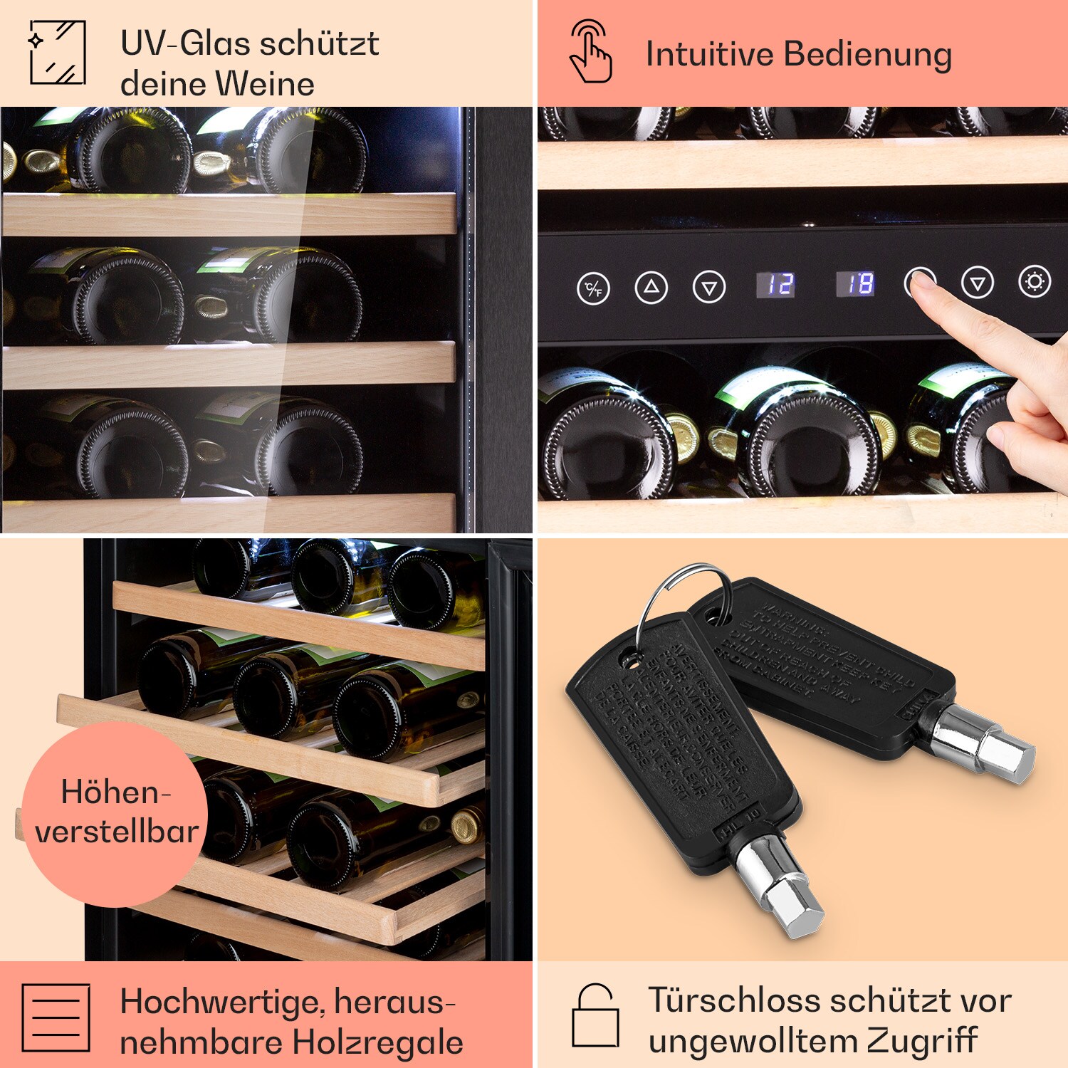 Barossa 73 Duo Weinkühlschrank 2 Zonen 192 Ltr 73 Fl Touch-Display 73 Liter
