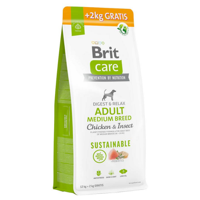 Brit Care Sustainable Adult Medium Breed poulet et insectes pour chien moyen