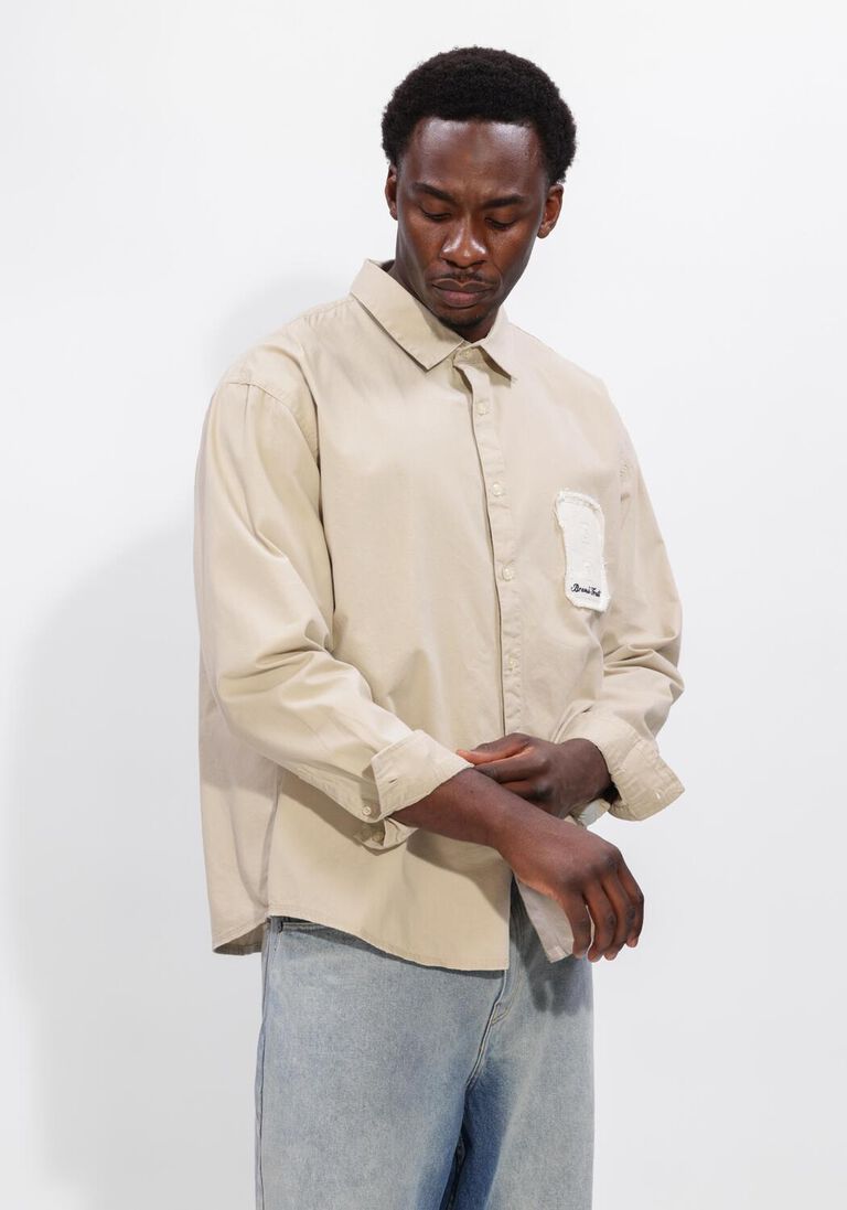 zand bram's fruit casual overhemd longsleeve varsity shirt