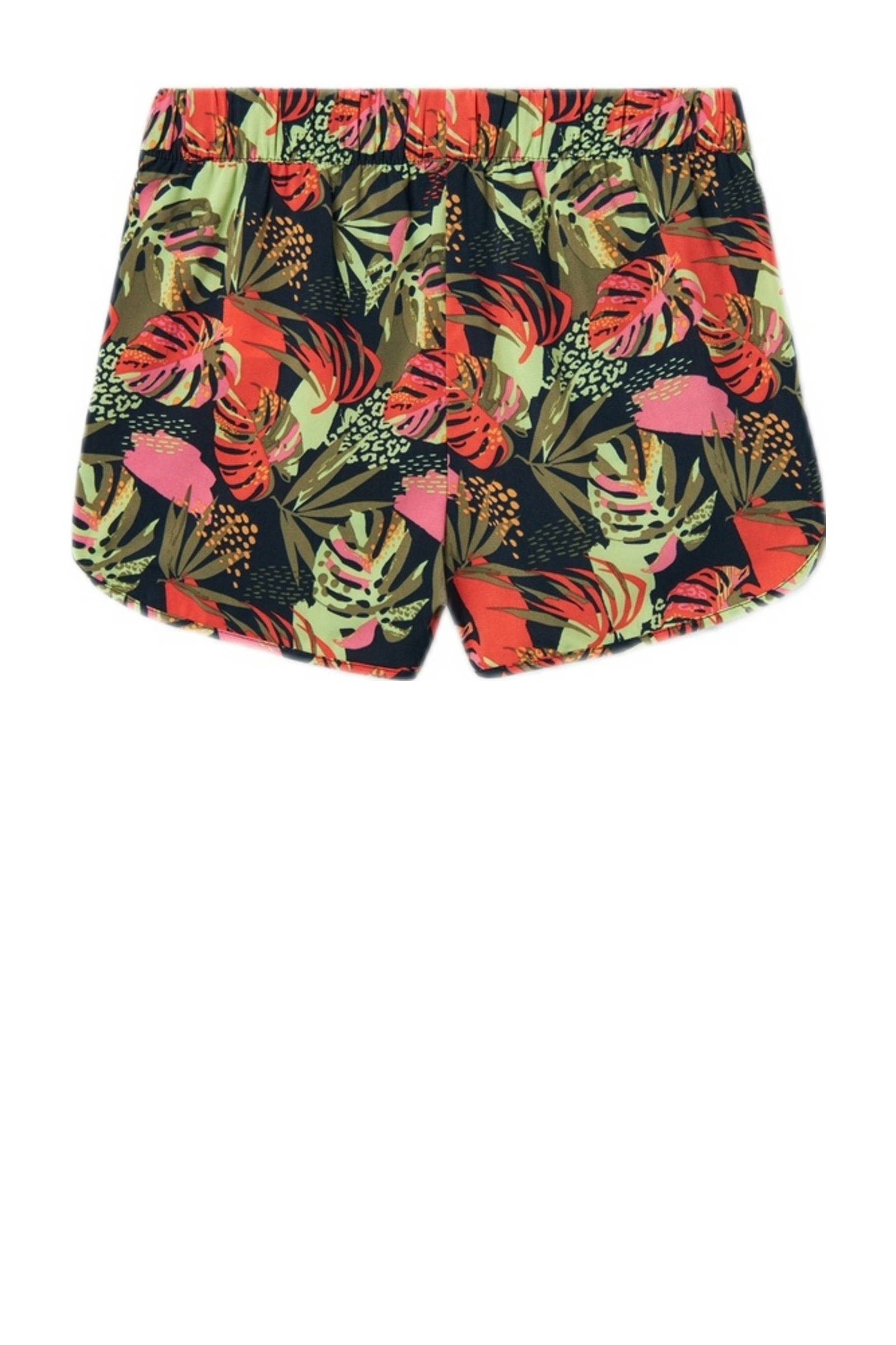 NAME IT gebloemde casual short NKFVINAYA donkerblauw/groen/rood