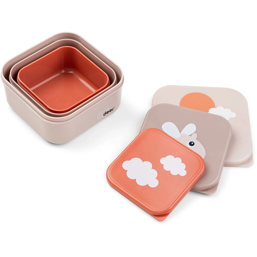Done by Deer™ Snackbox-Set 3-er Pack Happy clouds Rosa