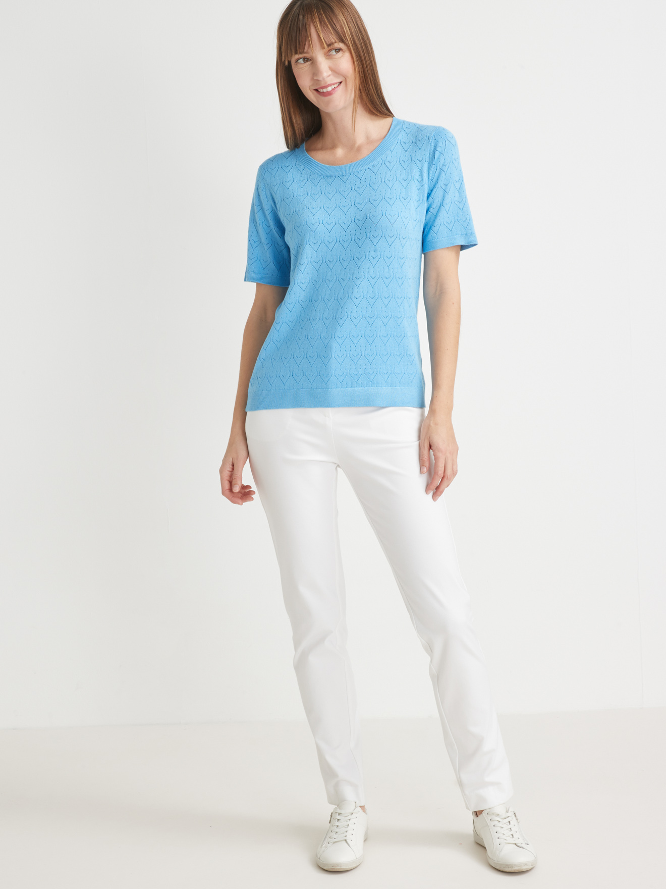 Pull ajouré manches courtes
