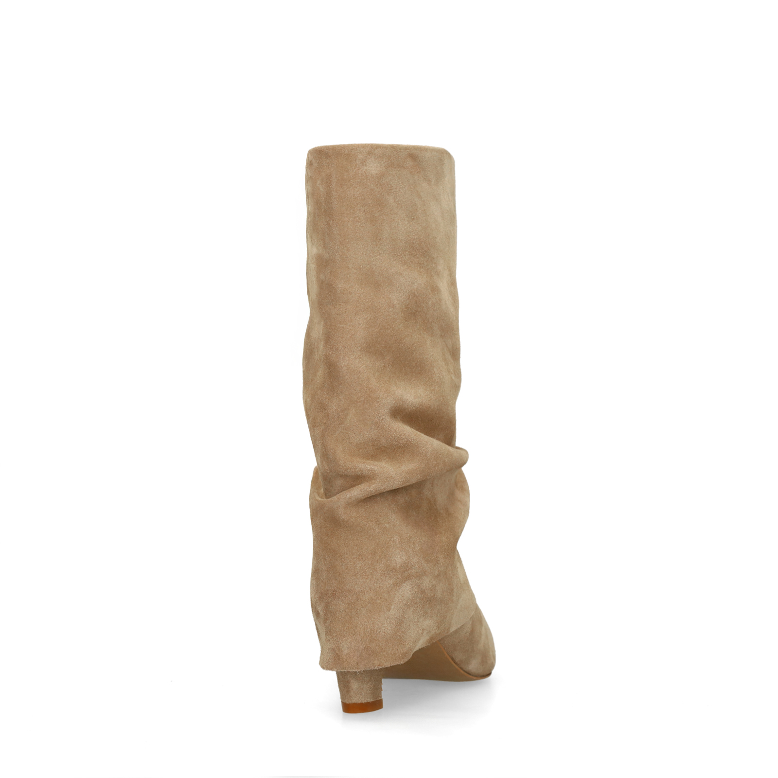 Beige suède enkellaarsjes met flap