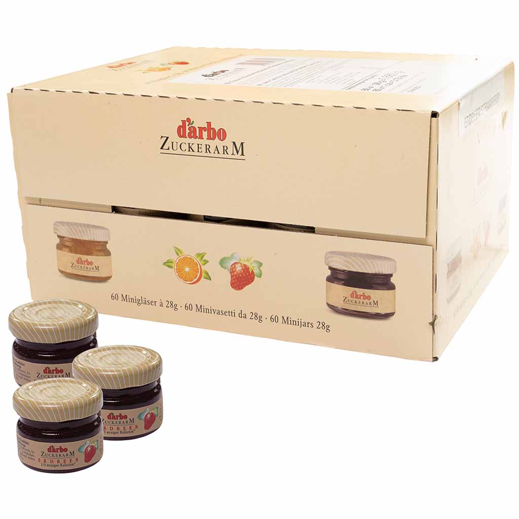 Darbo Fruchtaufstrich Zuckerarm Erdbeere Minigläser 60x28g=1680g MHD:7.10.26