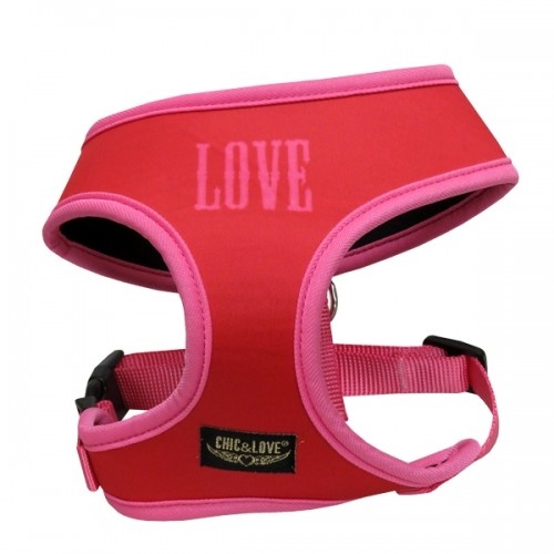 Coleira de neoprene Love para cães, rosa