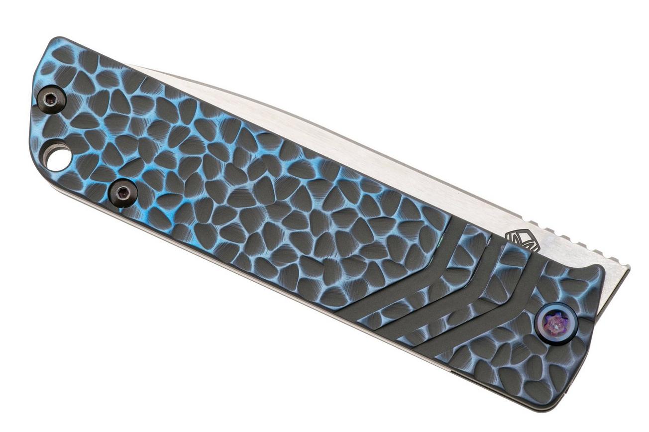 Medford The Antik 25-TA-03, Tumbled S45VN Tanto, Cement Blue Peaks & Valleys Handle, Flamed Hardware zakmes