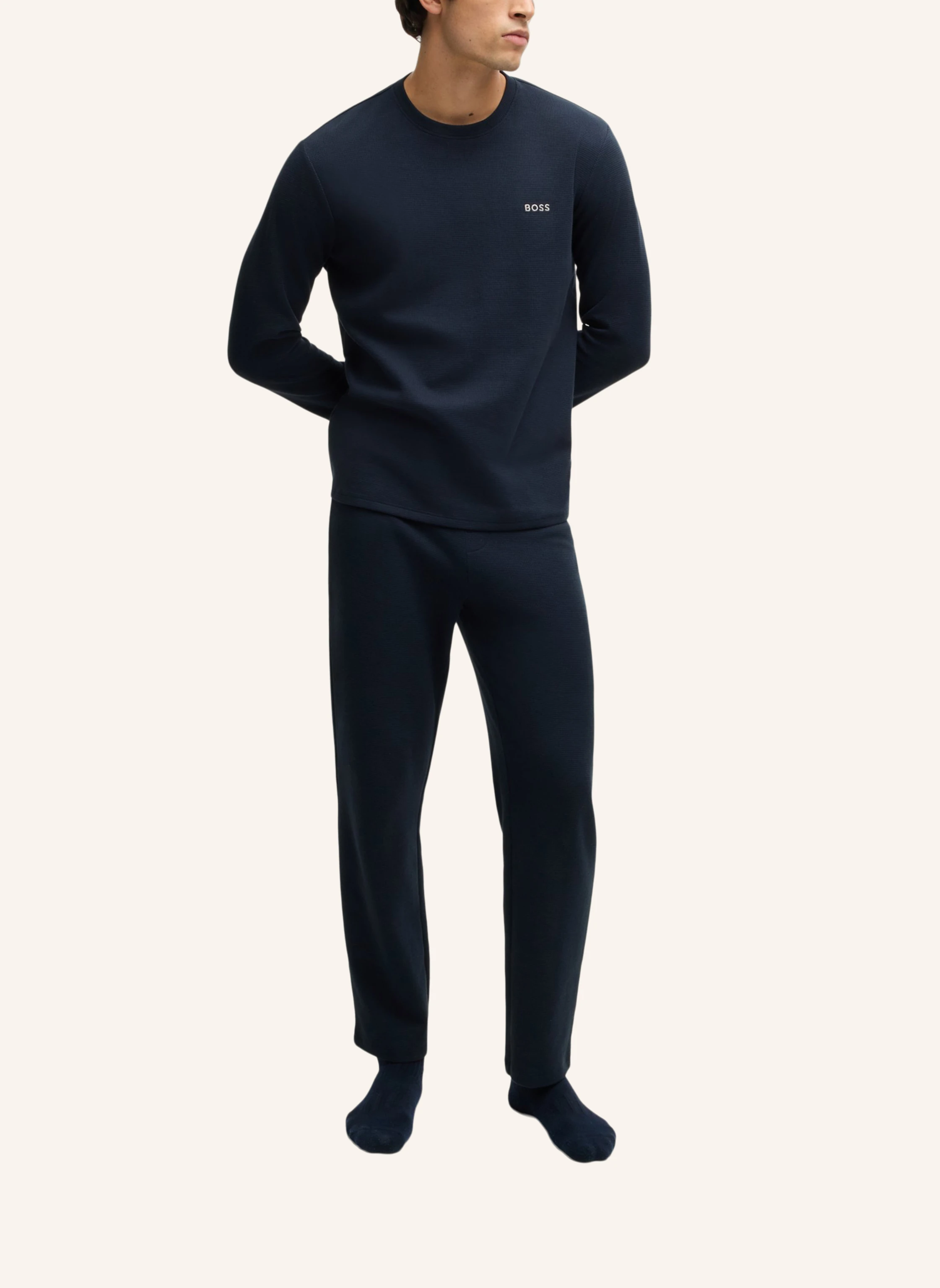 BOSS Pyjama-Oberteil WAFFLE LS-SHIRT Regular Fit