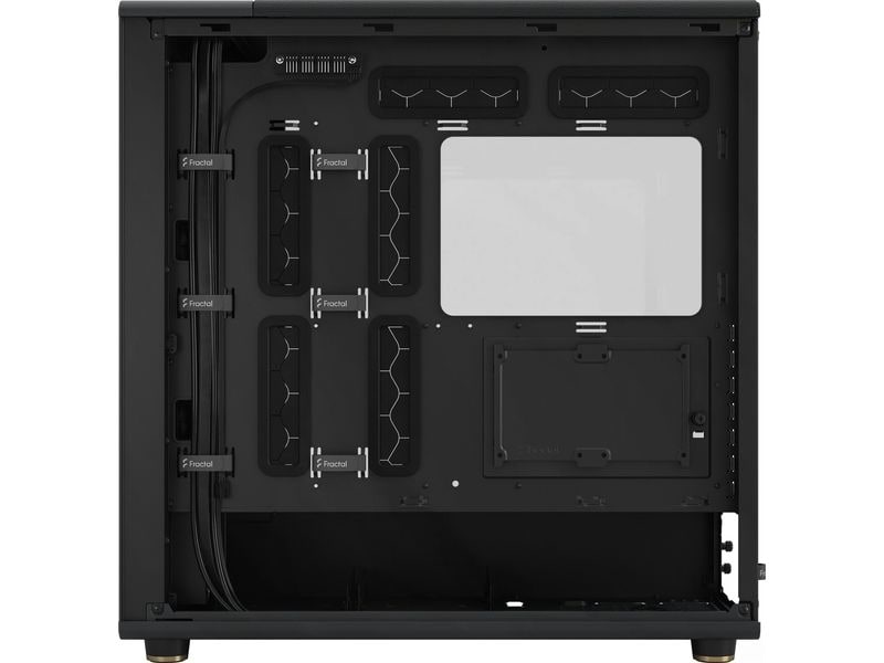 Fractal Design PC-Gehäuse North XL TG Schwarz Elegantes Gehäuse mit Seitenfenster und offener Front aus echtem Walnussholz