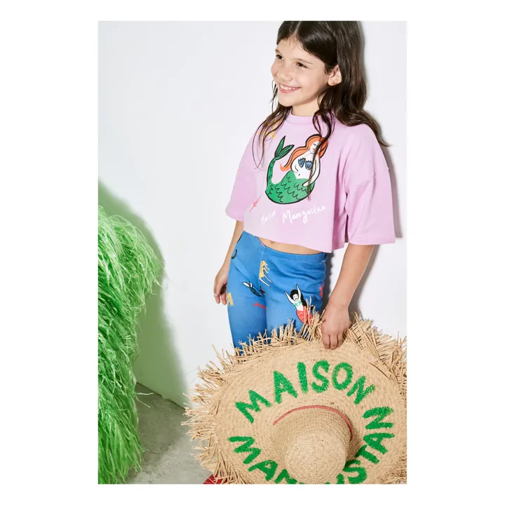 Maison Mangostan T-Shirt Cropped Mermaid Coton Bio | Rose