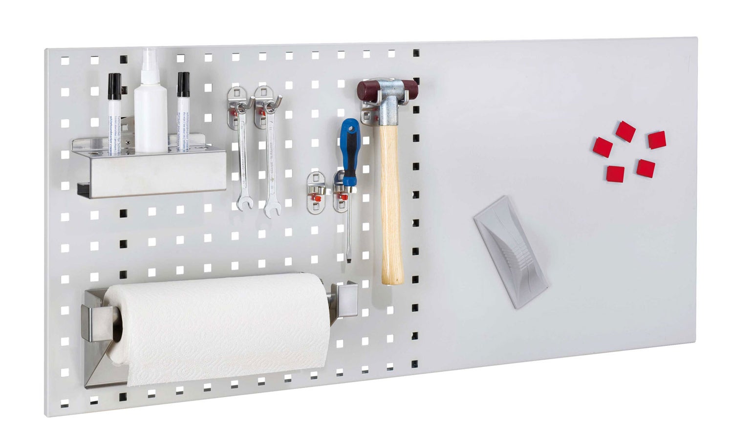 Kappes LogoChart® Opbergset #3 1x Geperforeerde plaat 1000x450mm 1x Accessoire assortiment 16-delig aluminium kleur