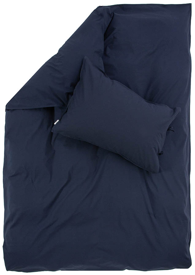 Plain cotton bomullsengesett 140x200 mørk blå