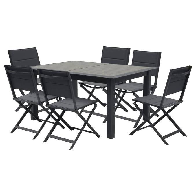 Table de jardin extensible ALLURE Effet bois muscade & Graphite