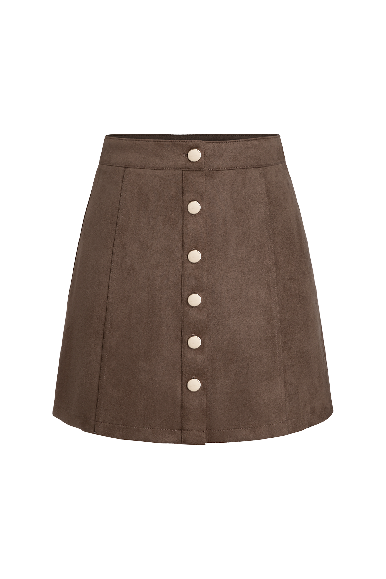 Jupe brune taille haute à boutons