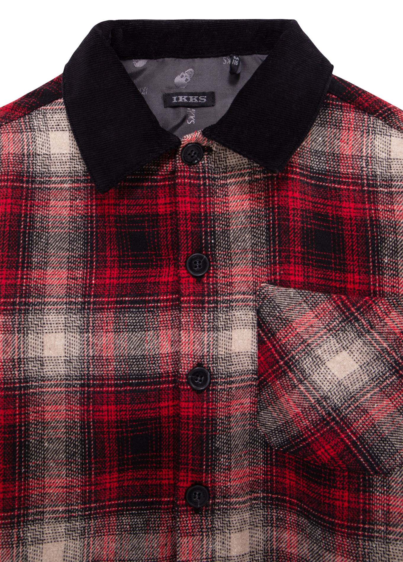 Chemise col classique droite en coton mélangé à carreaux | Rouge