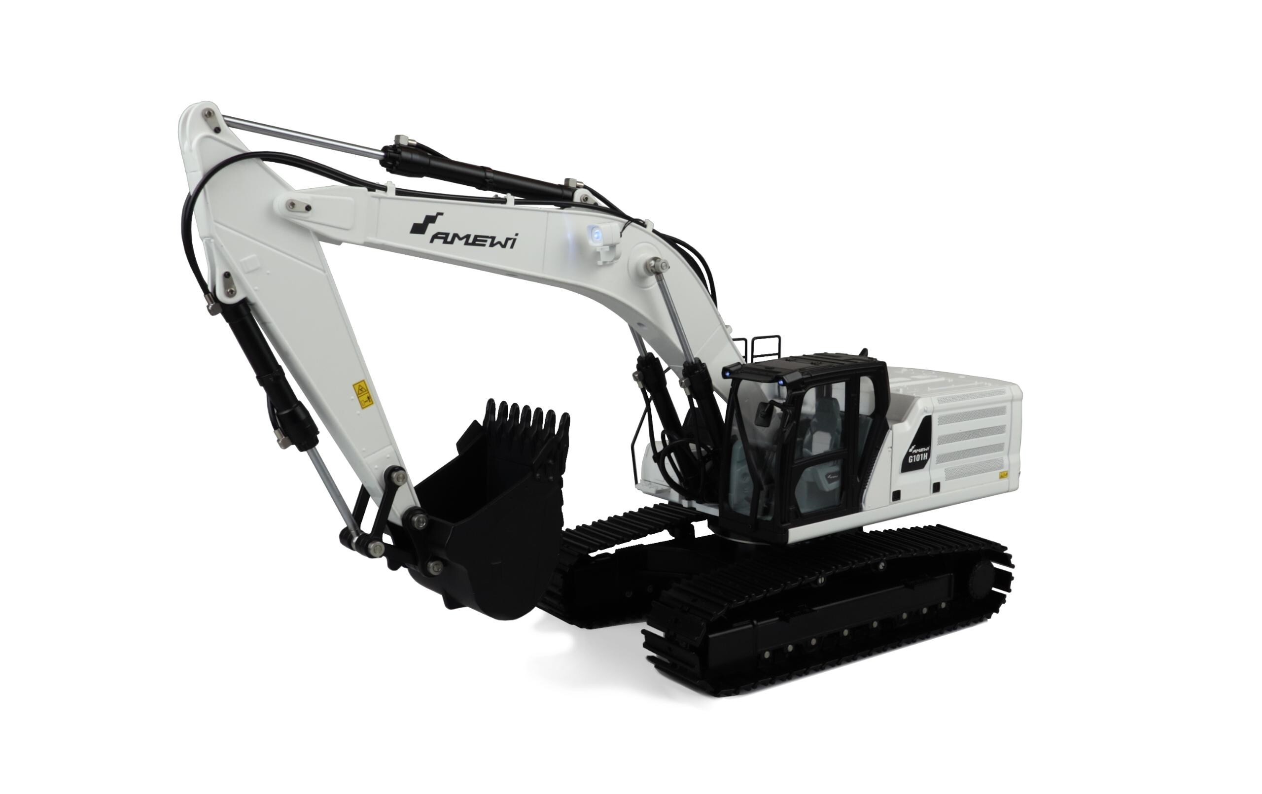 Kettenbagger G101H, Vollmetall, Hydraulik, Weiss 1:16, RTR<br>Edler, Voll funktionsfähiger Hydraulik Bagger