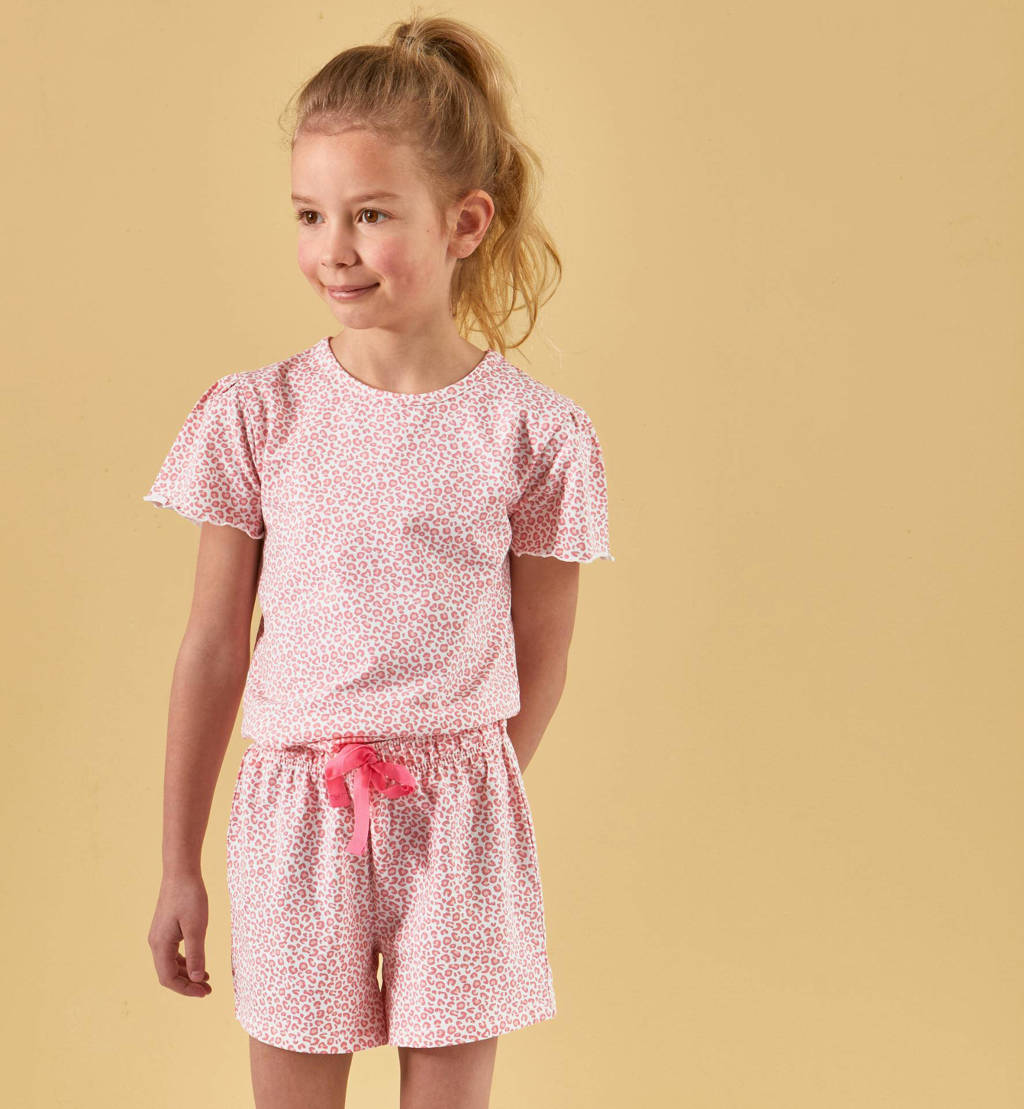 Little Label shortama met panterprint roze