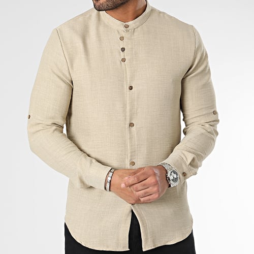 Chemise Manches Longues Beige Chiné