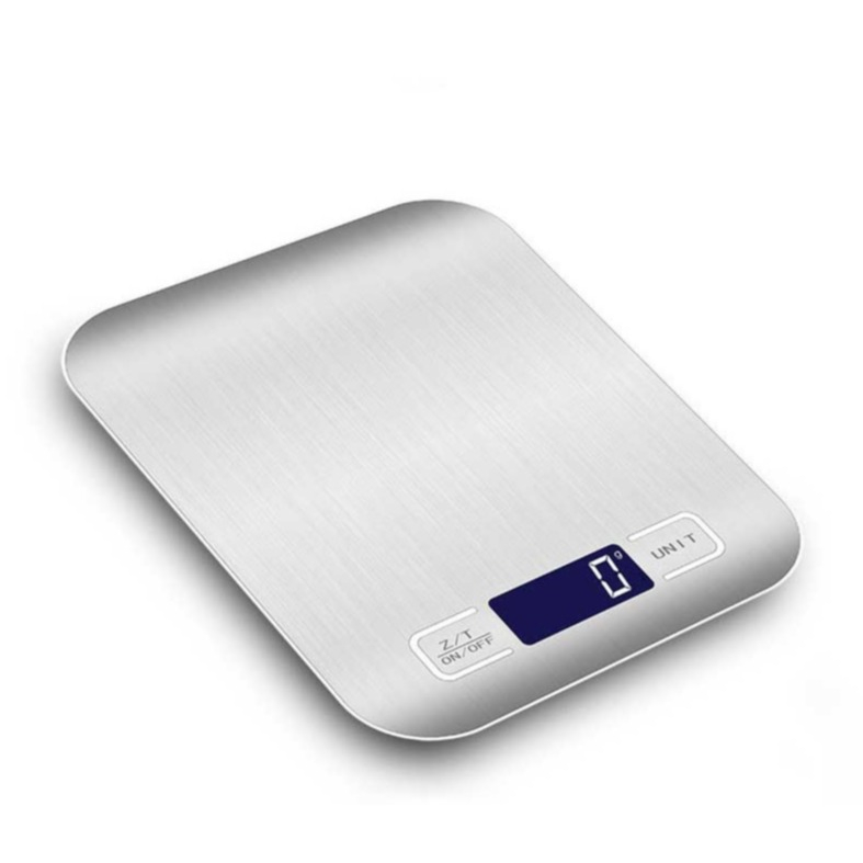 (14x18cm) Professionelle Digital Edelstahl Küchenwaage mit LCD Display (Batteriebetrieben) - Silber / Weiss