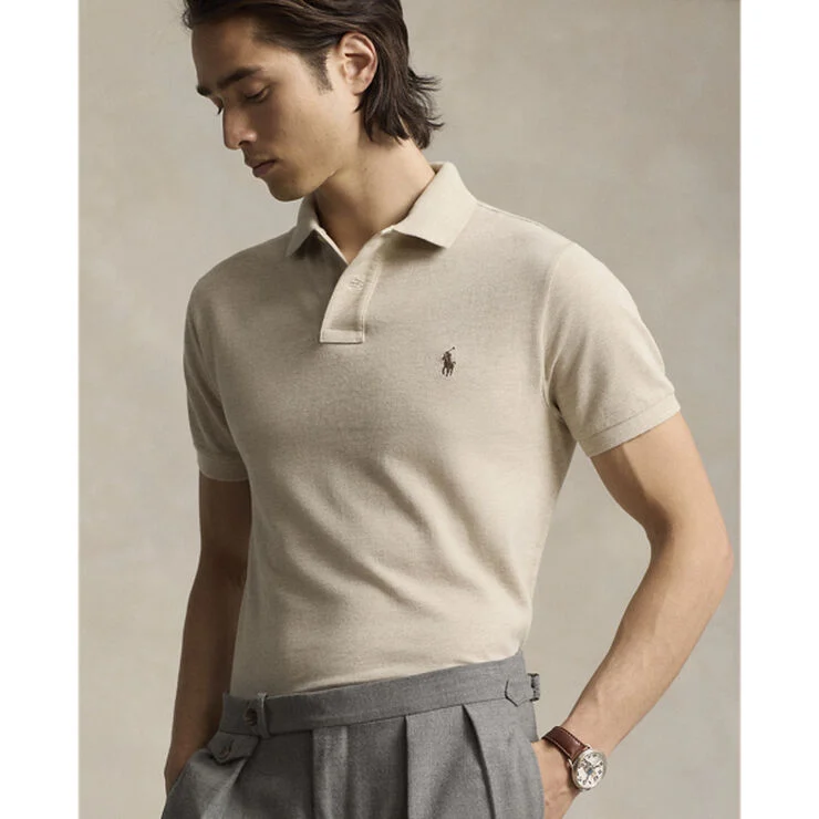 Polo Ralph Lauren Custom Slim Fit Mesh Polo Shirt Expedition dune heather/c8888