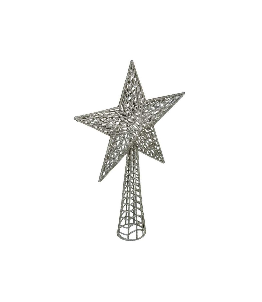 Cimier Déco avec Paillettes Étoile 38cm Argent